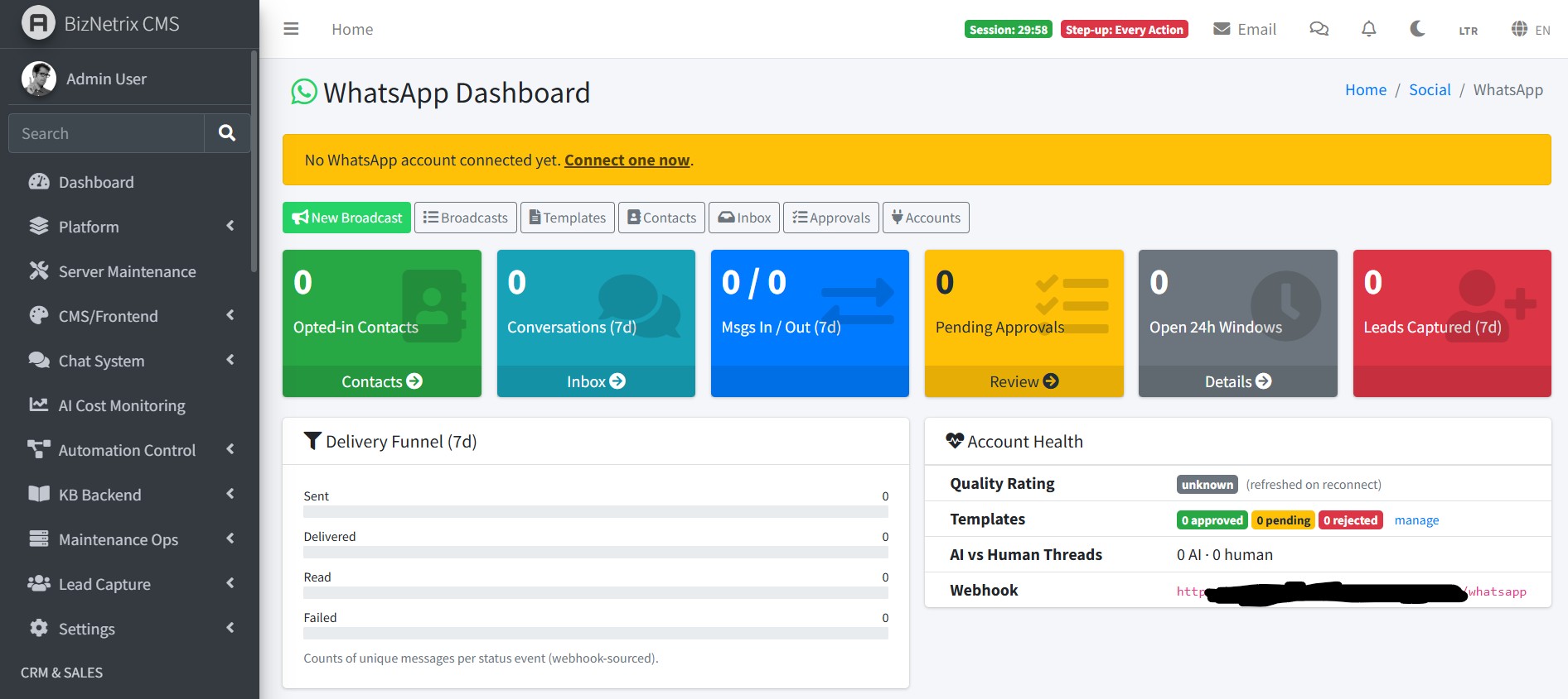 لوحة تحكم واتساب CRM
